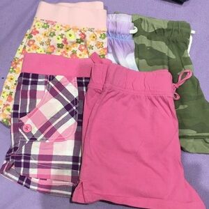 Girls' Assorted Pink & Green Cotton Shorts - Pack of 5
